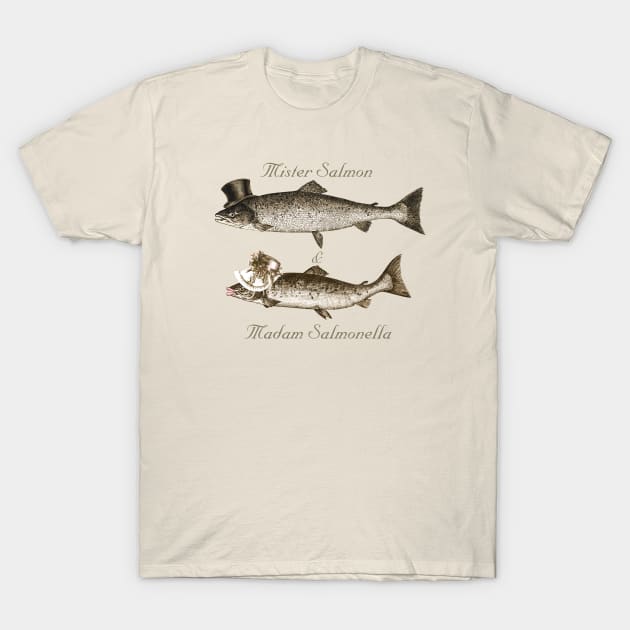 Fishy Humor, Salmon T-Shirt by cartogram